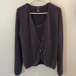 INC international concepts dark purple 2 piece set cardigan with tank Y2K